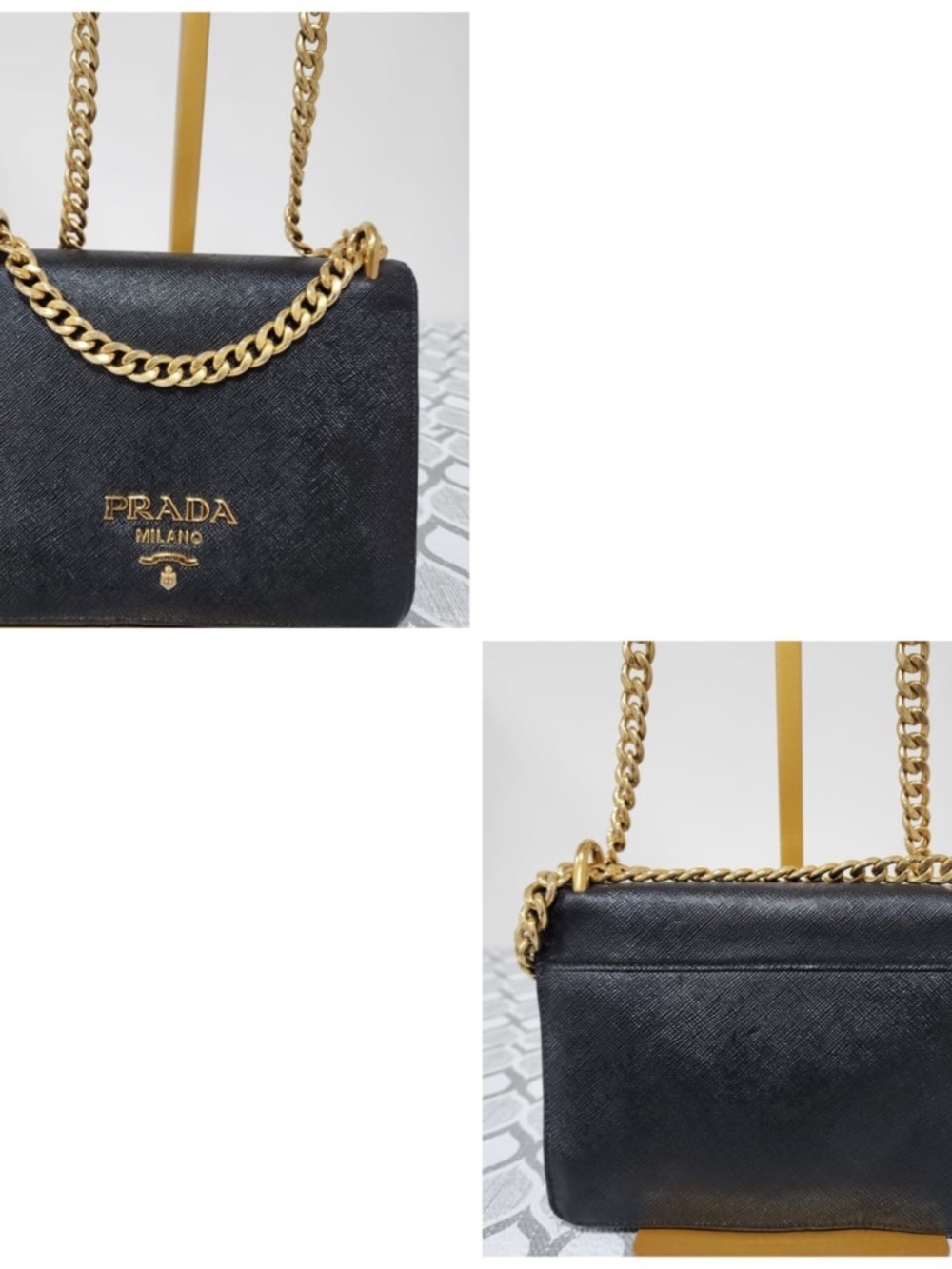 Authentic PRADA Saffiano Chain Shoulder Bag Black - Picture 13 of 14